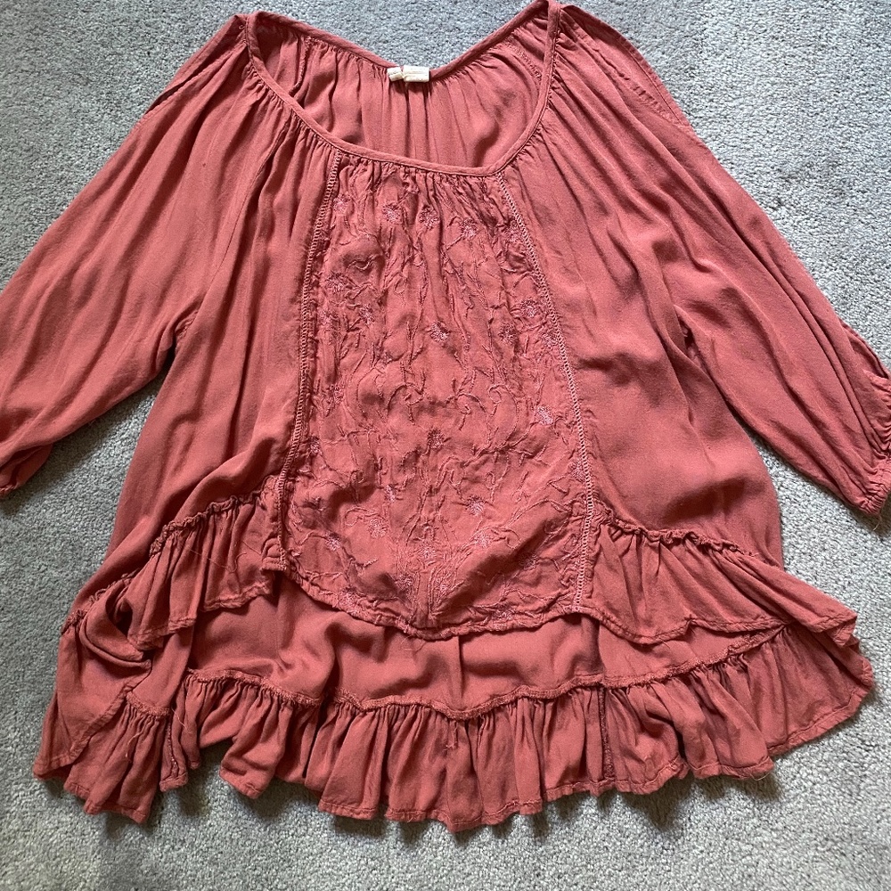 Japna Peachy Cold Shoulder Embroidered Top